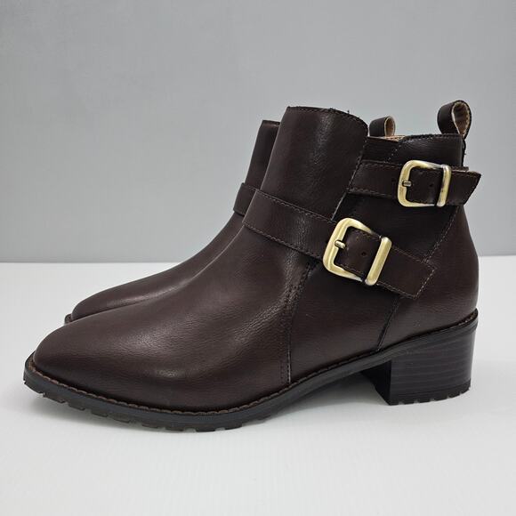 NEW Blondo Shantel Ankle Bootie Womens 9 Brown Leather Waterproof Moto Western - Picture 1 of 14